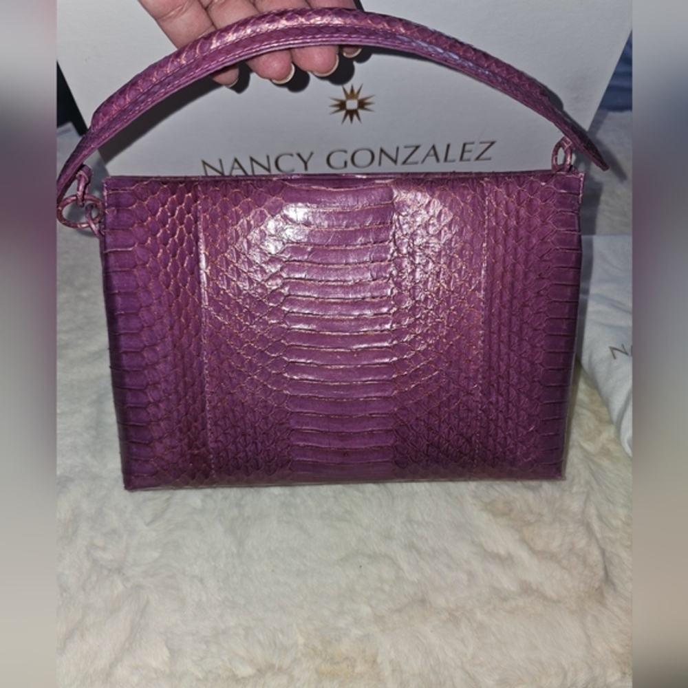 Nancy Gonzalez Purple Snake Convertible Cluths/Shoulder Bag